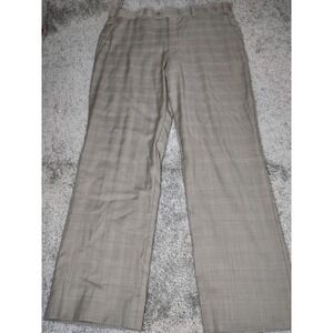 Aristo Eighteen Stirling 100% Wool Pants Mens 37 Light Brown Plaid Flat Front